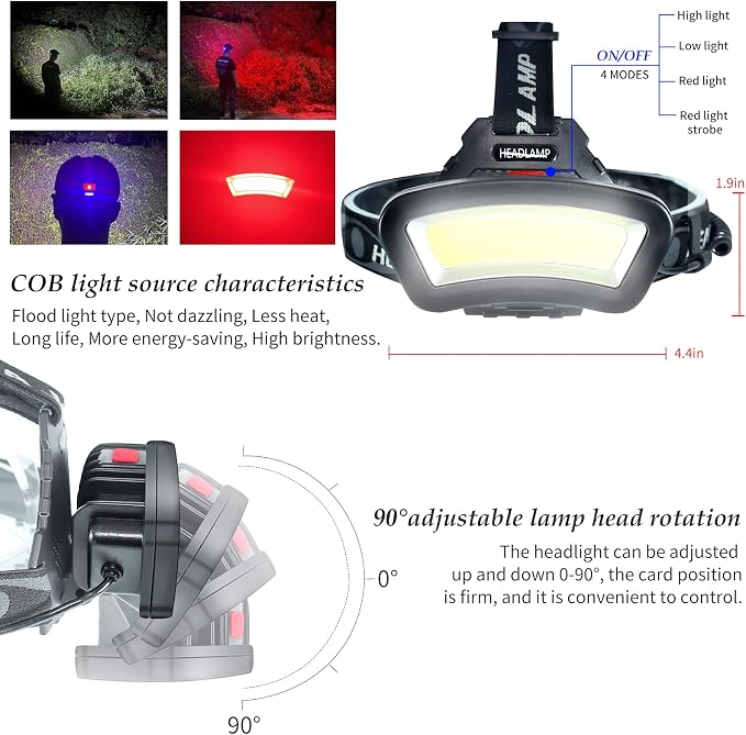DARKBEAM COB Floodlight Headlamp USB Rechargeable - Image 4