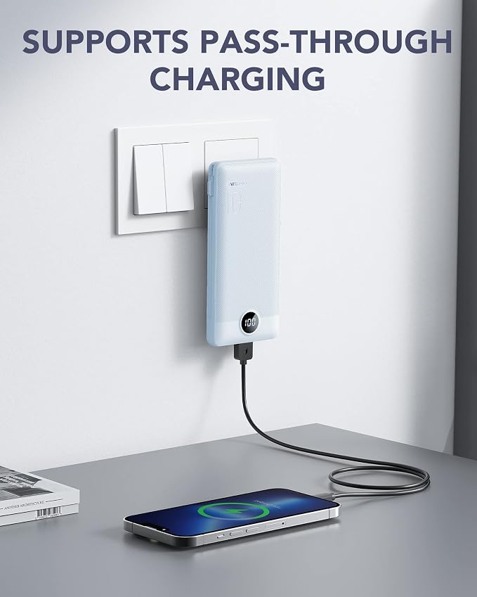 VRURC Portable Charger Built-in Cables and AC Wall Plug, USB C Power Bank - Image 2