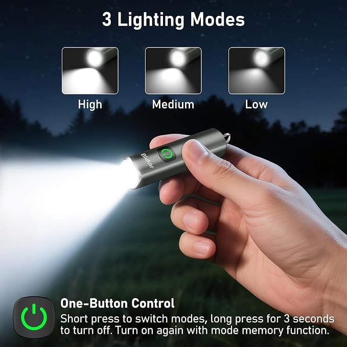 Blukar Rechargeable EDC Flashlight, Mini Keychain Flash Light - Image 4