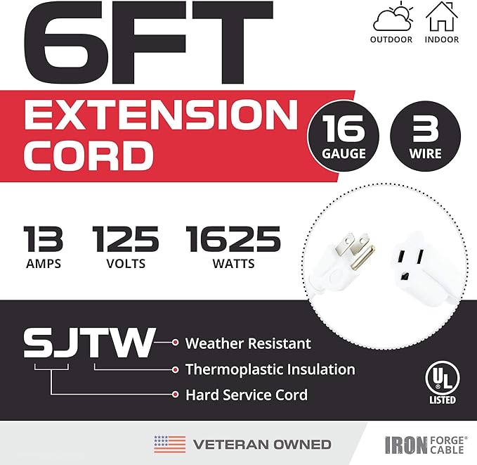 Iron Forge Cable 2 Pack Weatherproof 6 Ft Outdoor Extension Cord - Image 2