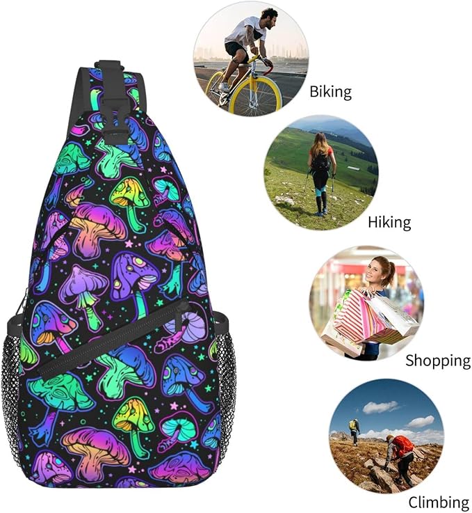 Bright Mushrooms Sling Bag For Women Men Mushroom Backpack Crossbody Shoulder - Image 6