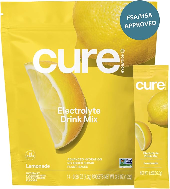 Cure Hydration | Plant-Based Electrolyte Drink Mix | No Added Sugar | FSA-HSA | by CureHydration