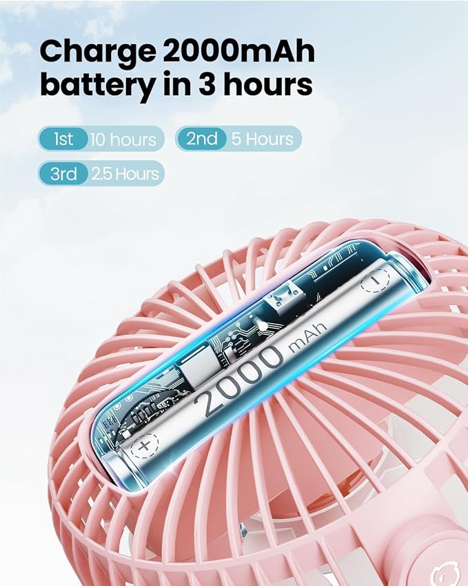 Gaiatop Mini Portable Stroller Fan, Battery Operated Small Clip on Fan - Image 5