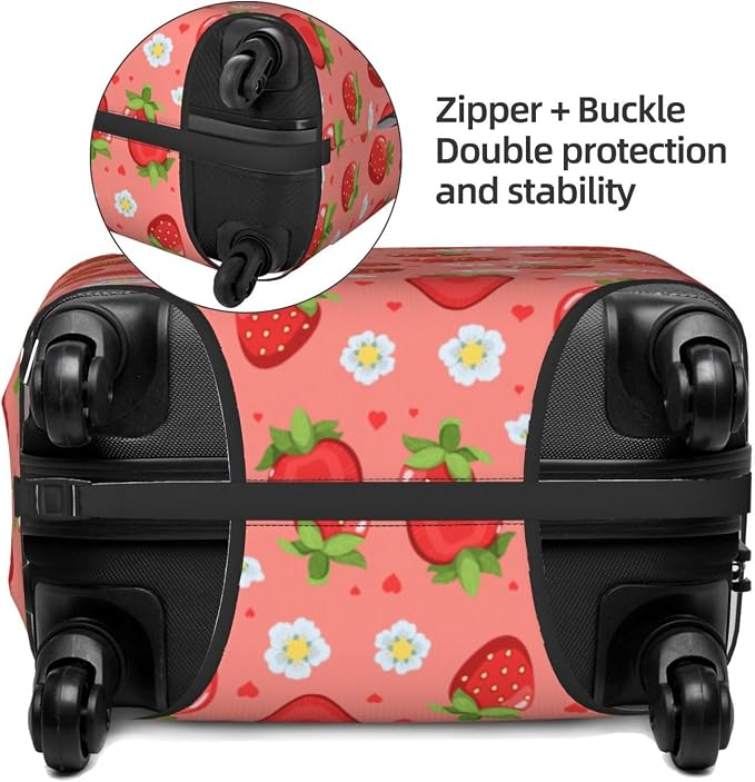 Cute Strawberry and Floral Print Elastic Luggage Cover, Suitcase Protector - Image 4