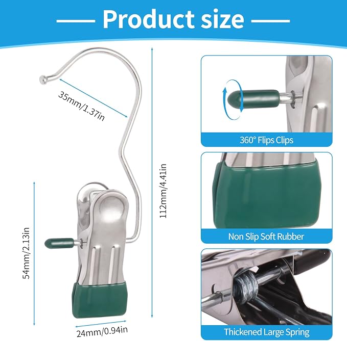 30 Pack Heavy Hanger Clips for Closet, Laundry Hooks Hanging Clips with - Image 2