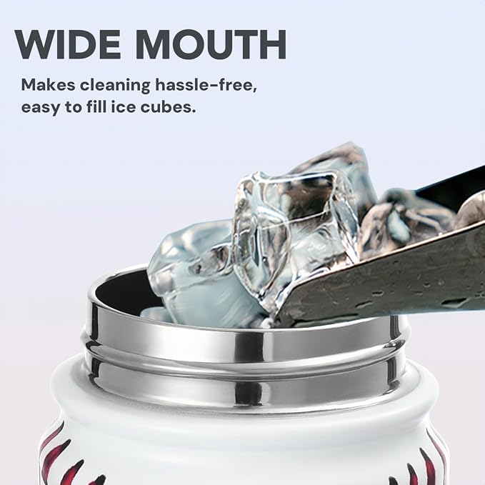 Baseball Water Bottle, 24 oz Insulated Stainless Steel Sports Bottle - Image 4