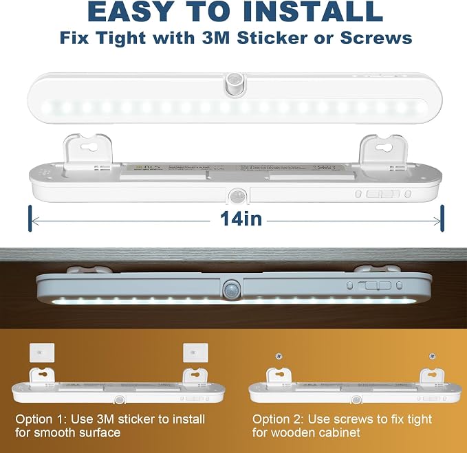 BLS Under Cabinet Lighting, 2200mah Rechargeable Closet Lights Motion Sensored - Image 5
