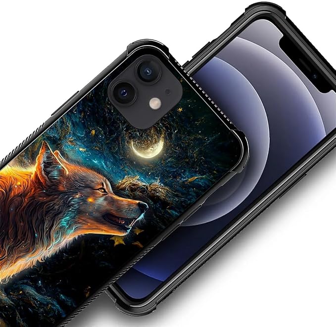 for iPhone 12 Mini Case, Star Cave Hungry Wolf Pattern Graphic Design Girl Boy - Image 3