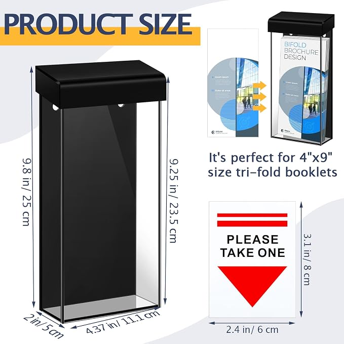 Remerry 1 Pcs Outdoor Brochure Holder 4 x 9 Inch Waterproof Wall Mount - Image 2
