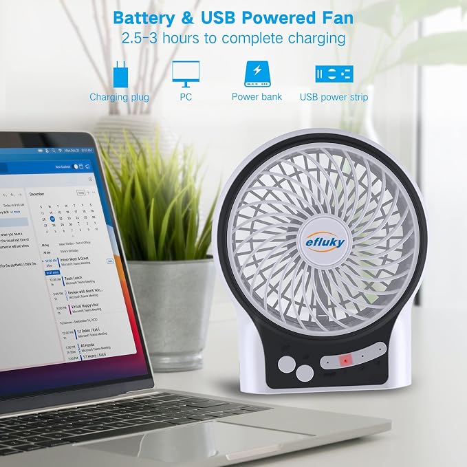efluky 3-Speed Mini Desk Fan - Image 2