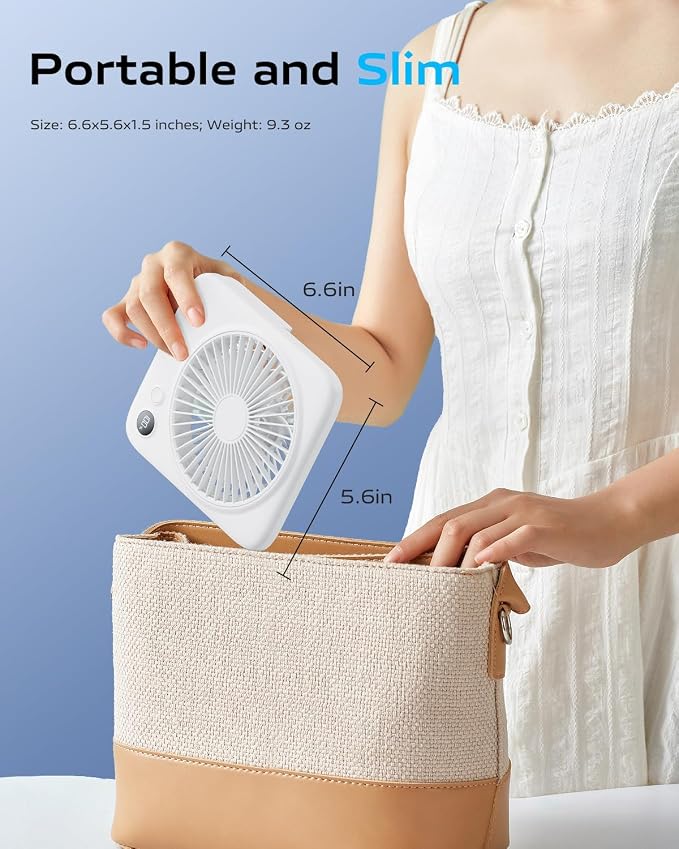 Otlonpe Portable Desk Fan 6.5 Inch, 4000mAh Rechargeable Battery Operated & USB - Image 7