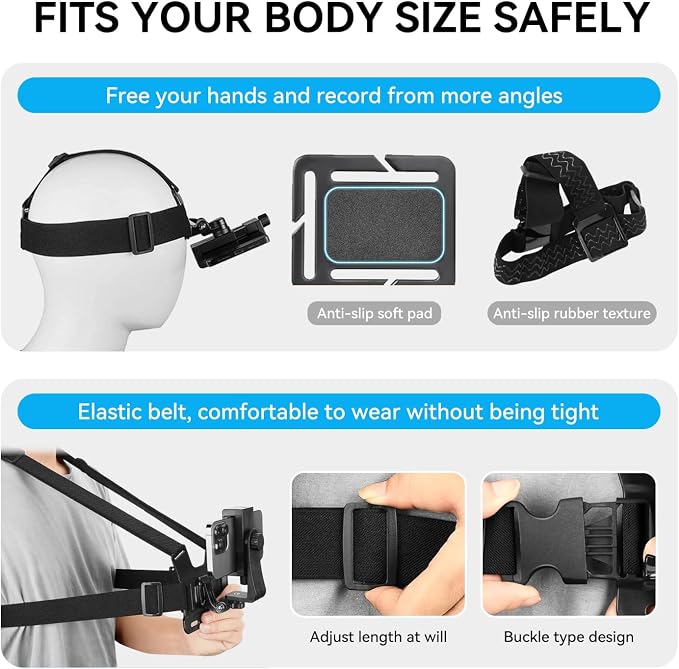 Mobile Phone Chest Strap Harness Mount Head Strap Holder Kit - Image 5
