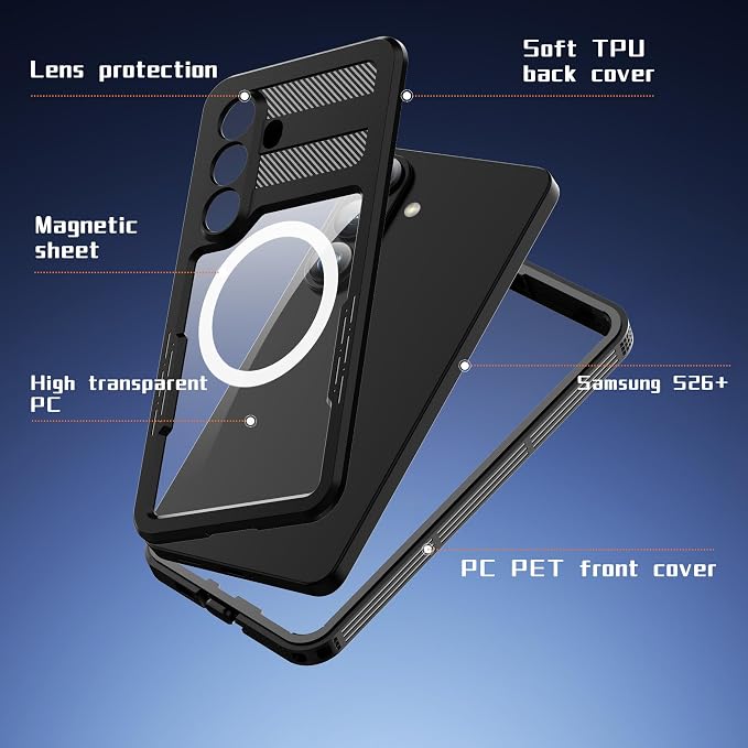 for Samsung Galaxy S26 Plus Case, Rugged Full Body Underwater Protective Cover - Image 3