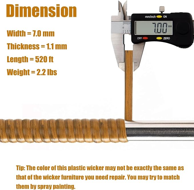 520 Ft Wicker Repair Kit, Plastic Wicker Replacement Material, Faux Rattan - Image 2