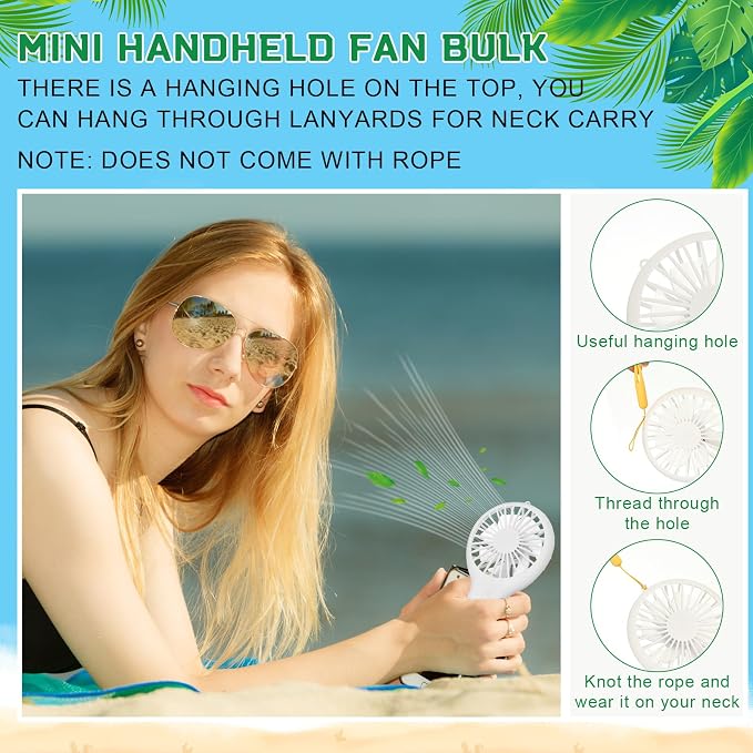 Woanger 12 Pcs Mini Handheld Fan Bulk 3 Speed USB Electric Battery Operated - Image 4