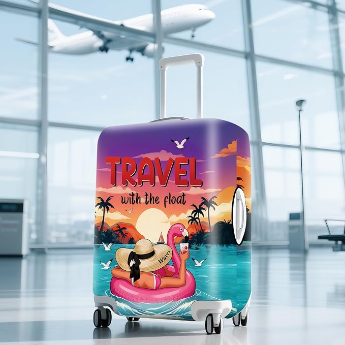 ANNA QUEEN Tropical Travel Flamingo Float Luggage Cover -Stretchable Airplane - Image 9