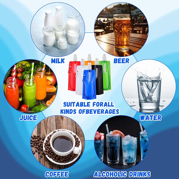 Teenyyou 48 Pack Collapsible Water Bottles Bulk 16oz Foldable Water Bottles - Image 6