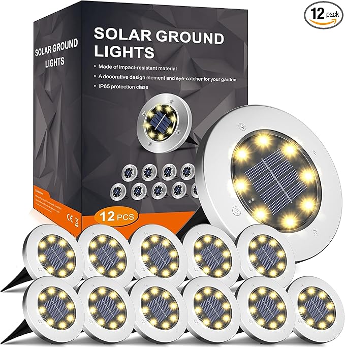 INCX 4.6 inch Solar Lights Outdoor Waterproof, 12 Pack Solar Lights by INCX