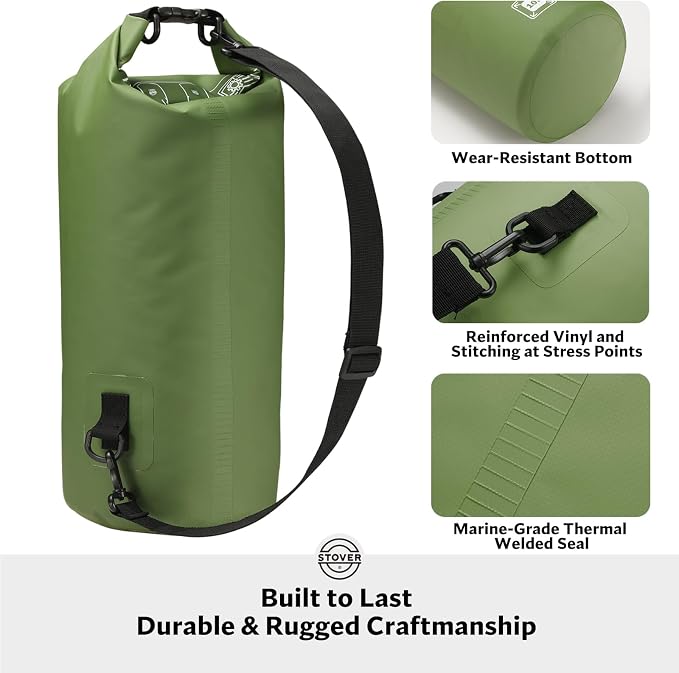 STOVER 5/10/25/30/40/55L Waterproof Dry Bag- Roll-Top Backpack w/Phone Case- - Image 3