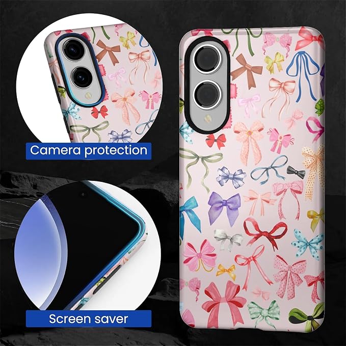 for Samsung Galaxy S25 Edge Case, HL2 Aesthetic Color Bow Tie Hybrid 2 Layer - Image 4