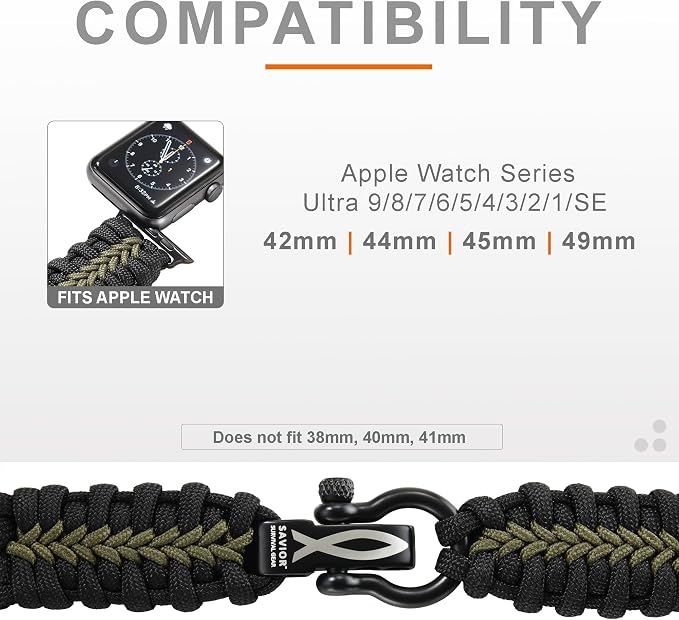 Savior Survival Gear Paracord Watch Band, Compatible - Image 3