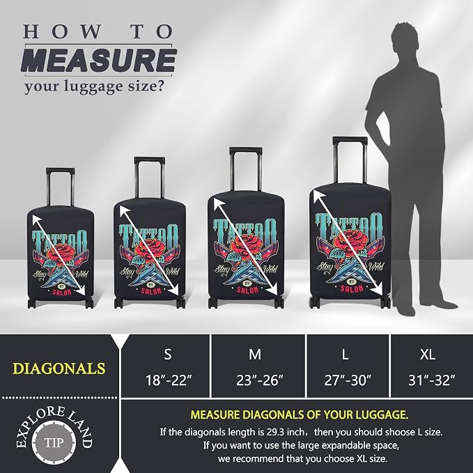 Explore Land Travel Luggage Cover Suitcase Protector Fits 27-30 Inch Case - Image 5