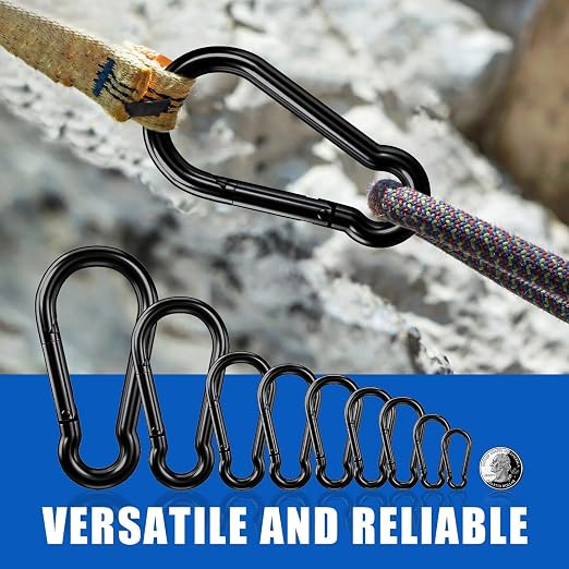 Small Carabiner Clip Hook, 1.97 inch 50 pcs Black Heavy Duty Spring Snap Hook - Image 7