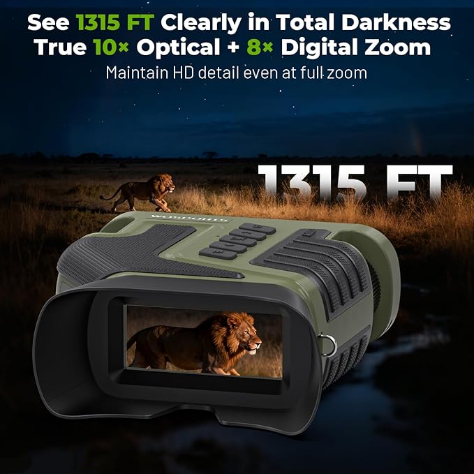 WOSPORTS 4K Night Vision Goggles, 64GB TF Card, 1315FT Infrared Night Vision - Image 2