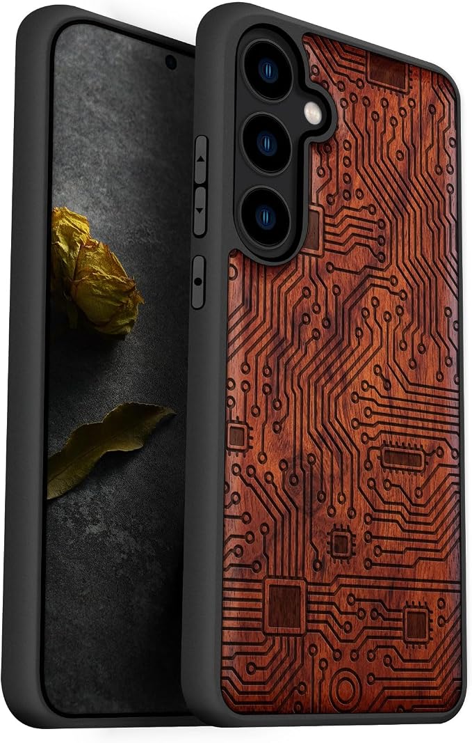 Carveit Wood Case for Galaxy S24 Plus Case Shockproof Protective Cover Unique by Carveit