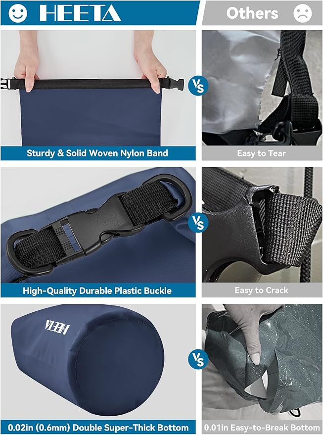 HEETA Waterproof Dry Bag for Women Men, 5L/10L/20L/30L/40L Roll Top Lightweight - Image 6