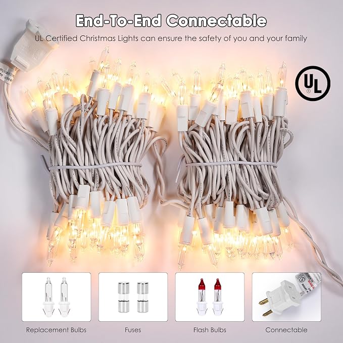 Meteds Christmas Lights 2Pack 100 Count Clear Mini Lights White Wire - Image 3