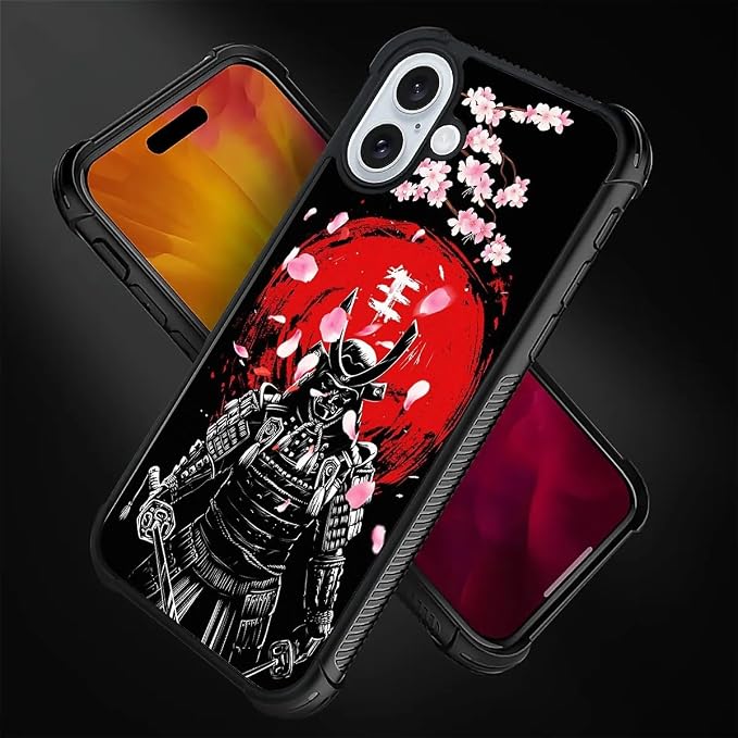 for iPhone 16 Case, Sakura Japanese Samurai Pattern Graphic Design Girl Boy - Image 4