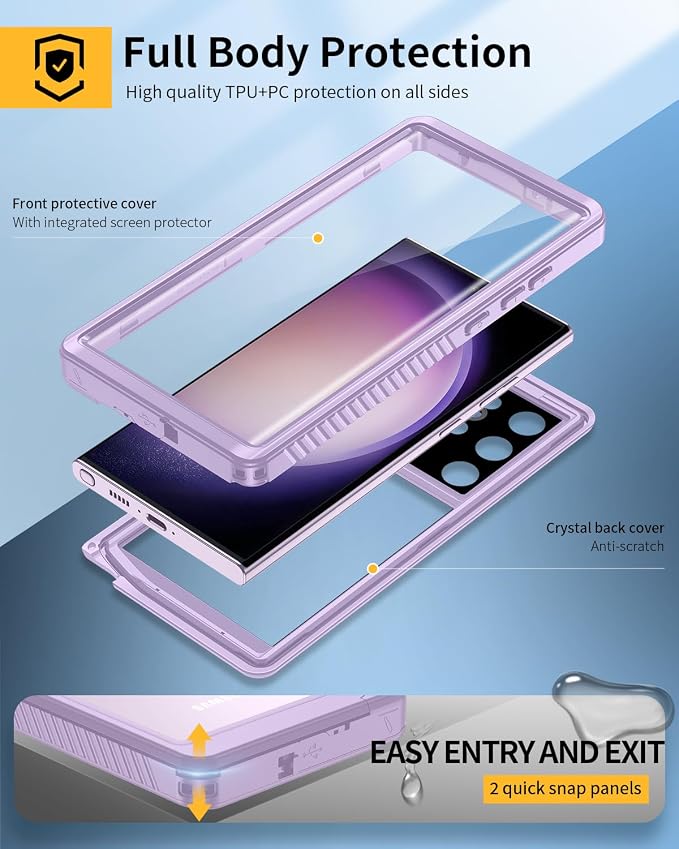 Lanhiem for Samsung Galaxy S23 Ultra Case, IP68 Waterproof Dustproof Case - Image 3