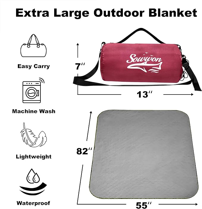 Waterproof Outdoor Blanket 82”X 55” Packable, Stadium Blankets - Image 2