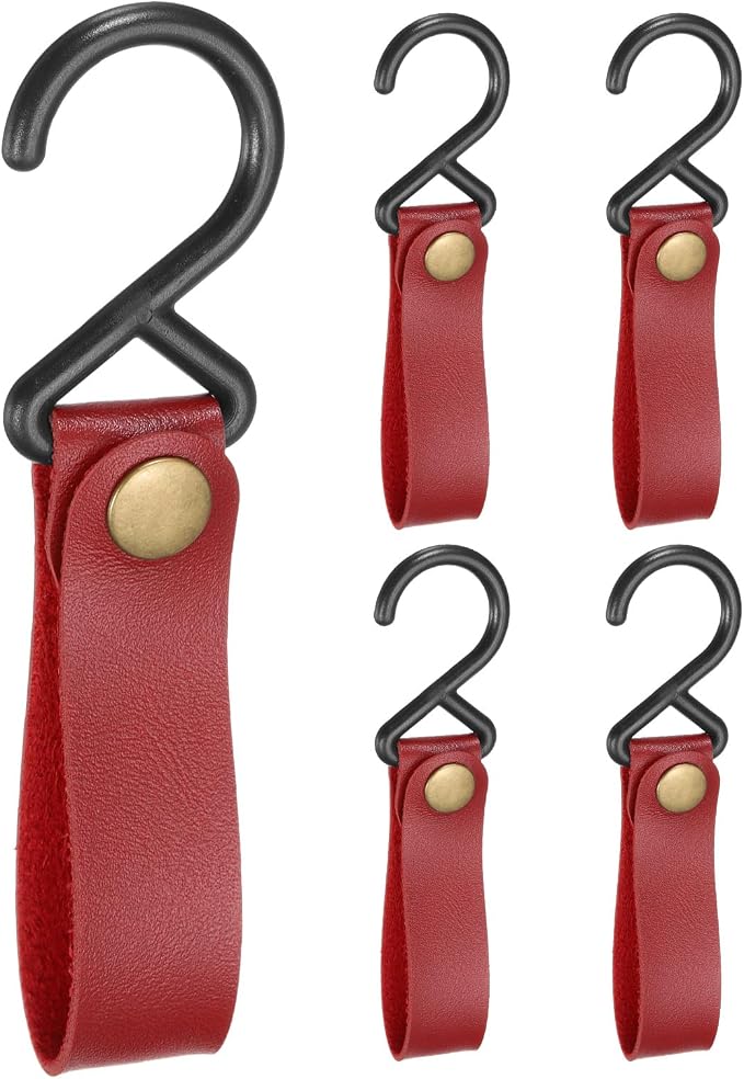 uxcell 5pcs PU Leather Hooks, Leather Straps by uxcell