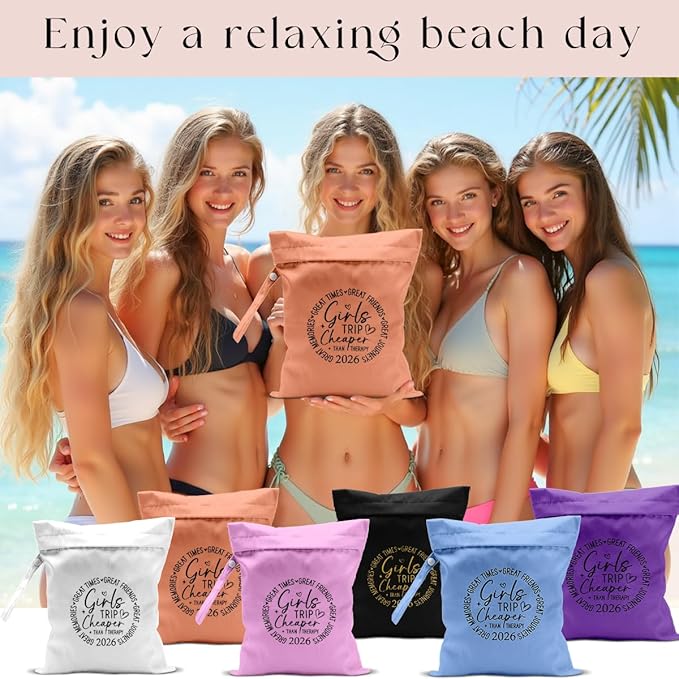 6Pcs Girls Trip Gifts Wet Dry Bag, Beach Bag Wet Bag Favors, Sunscreen Bags - Image 4