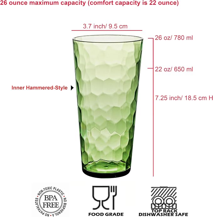 KOXIN-KARLU Mixed Drinkware 26-ounce Plastic Tumbler Acrylic Water Glasses - Image 2