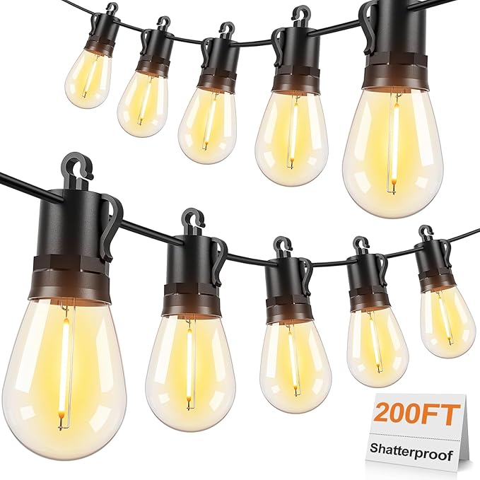 Brightever Outdoor String Lights Waterproof, 200FT Extra-Long LED Patio Lights by Brightever