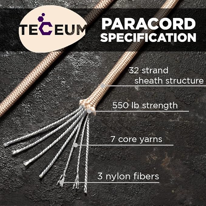 TECEUM 5/32" Paracord Rope 1000 – 1000ft / 200ft / 100ft / 50ft – Tactical - Image 2