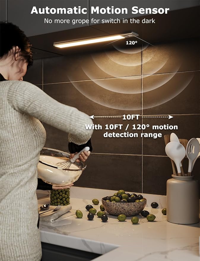 12" Ultra-Thin Under Cabinet Lighting Wireless, Aluminum Alloy Under Counter - Image 8