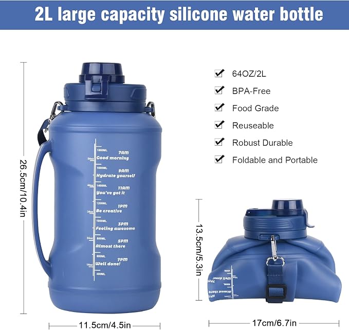 Collapsible Water Bottles, 2L/64OZ travel water bottle Bottle - Image 5