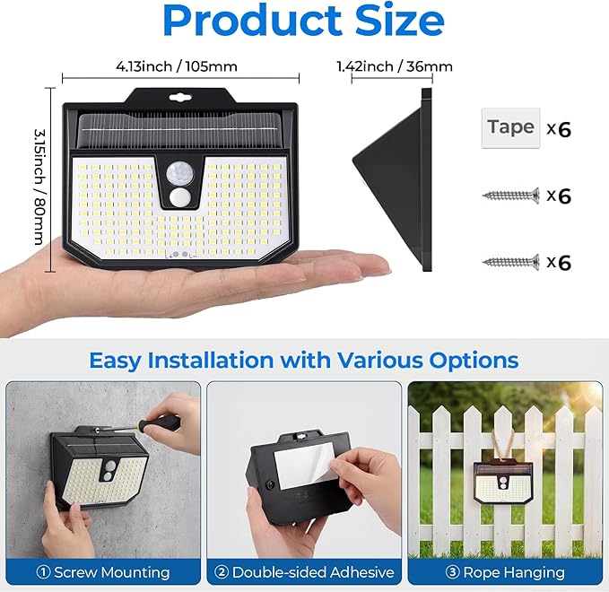 Brightever 4-Pack Solar Lights Outdoor Motion Sensor, Super Bright Outdoor - Image 2