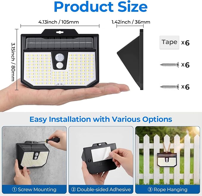 Brightever 2-Pack Solar Motion Sensor Outdoor Lights, IP65 Waterproof Solar - Image 2
