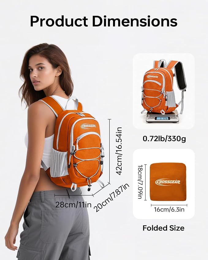 CROSSGEAR Packable Hiking Backpack, 24L Lightweight Foldable Daypack, RFID - Image 4