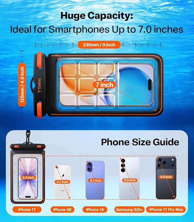 TORRAS IPX8 Waterproof Phone Pouch Floating, Underwater Screen Touchable - Image 8