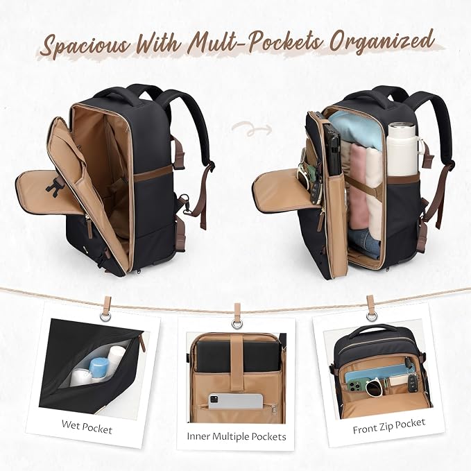 GOLF SUPAGS Rolling Backpack for Women 17 Inch Convertible Travel Laptop - Image 3