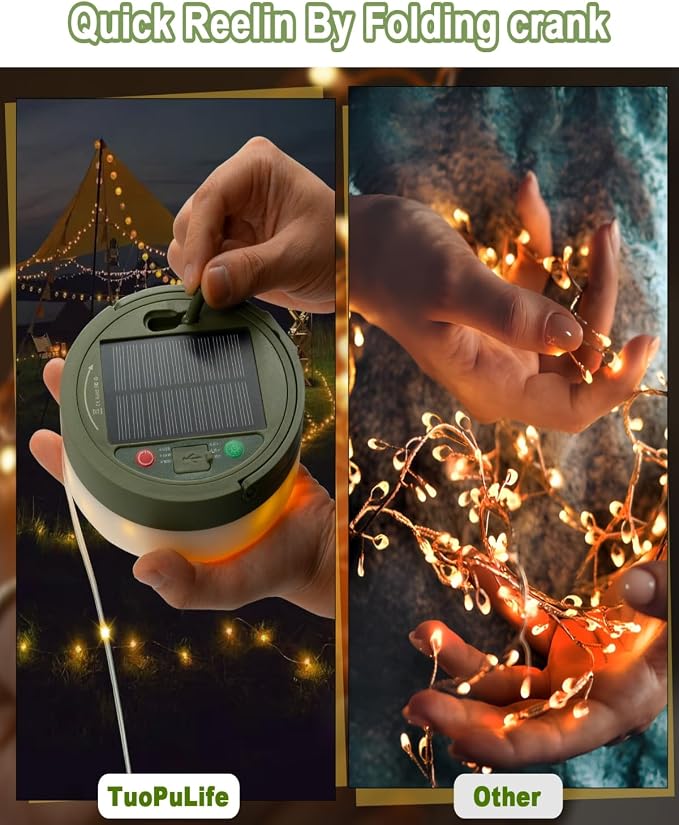 Solar Camping String Lights, 32.8 FT Fairy String Light, 4 in 1 Portable - Image 6