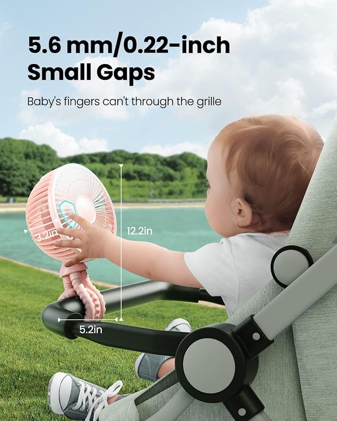 Gaiatop Baby Stroller Fan, 4000mAh Oscillating Mini Portable Fan - Image 3