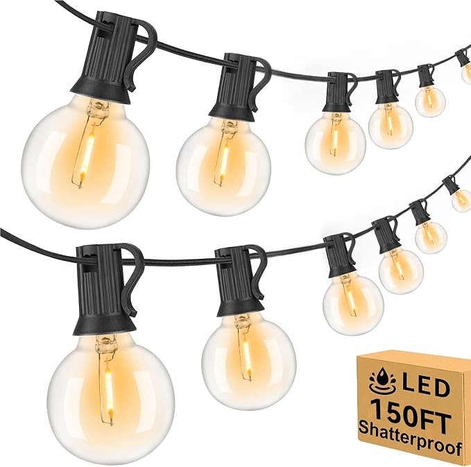 150ft Outdoor String Lights Waterproof/Connectable/Dimmable LED Shatterproof by Arbrac