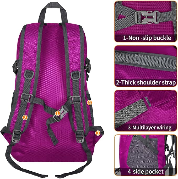 30L Large capacity Lightweight Packable Foldable Backpack，women and men Hiking - Image 4